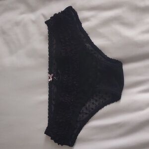 Victoria's Secret Sexy Little Things Black Sheer Lace Panties with Ruffles - MED